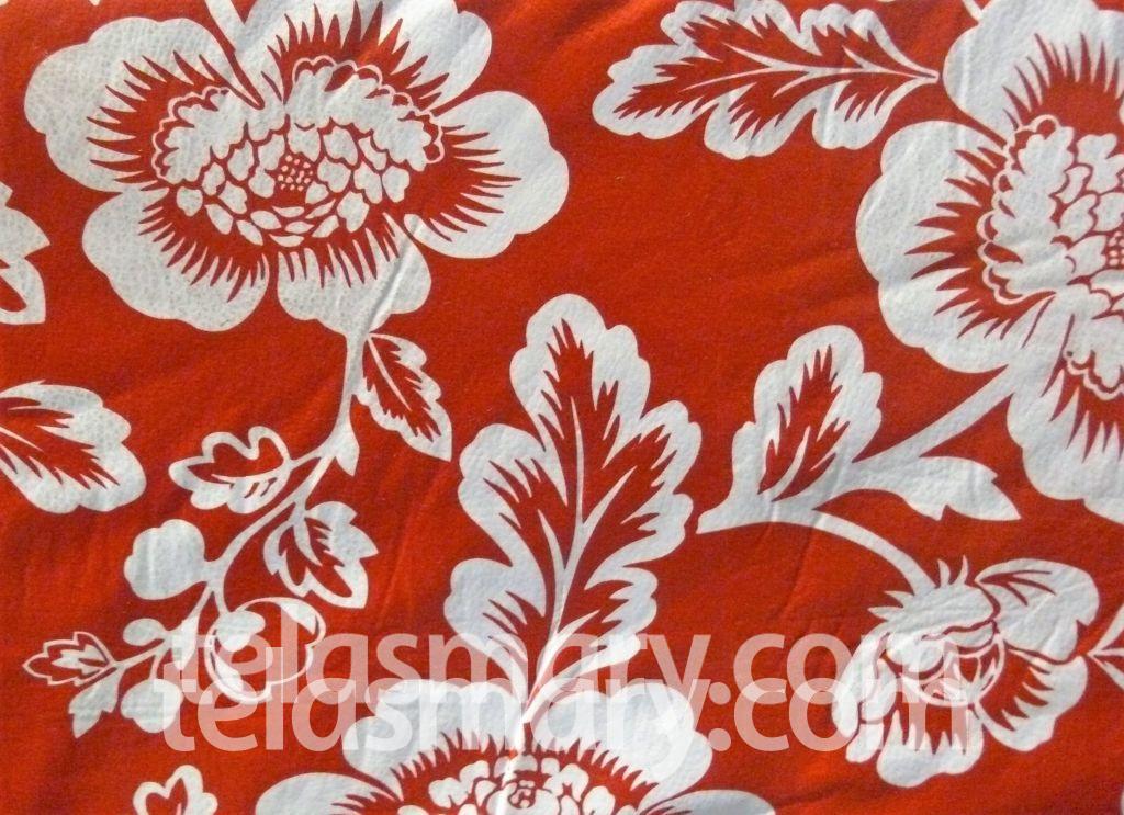 Cuerina estampada magnolia roja | Telasmary